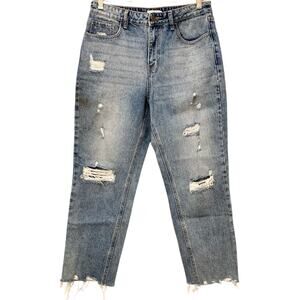 Cello High-Rise Distressed Straight Leg Jeans Junior Size 11
